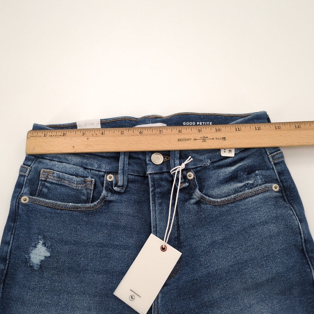 NWT Good American Good Petite Straight Fit Jeans Size 2/26 Mid Rise Blue 25.5" - Picture 5 of 10